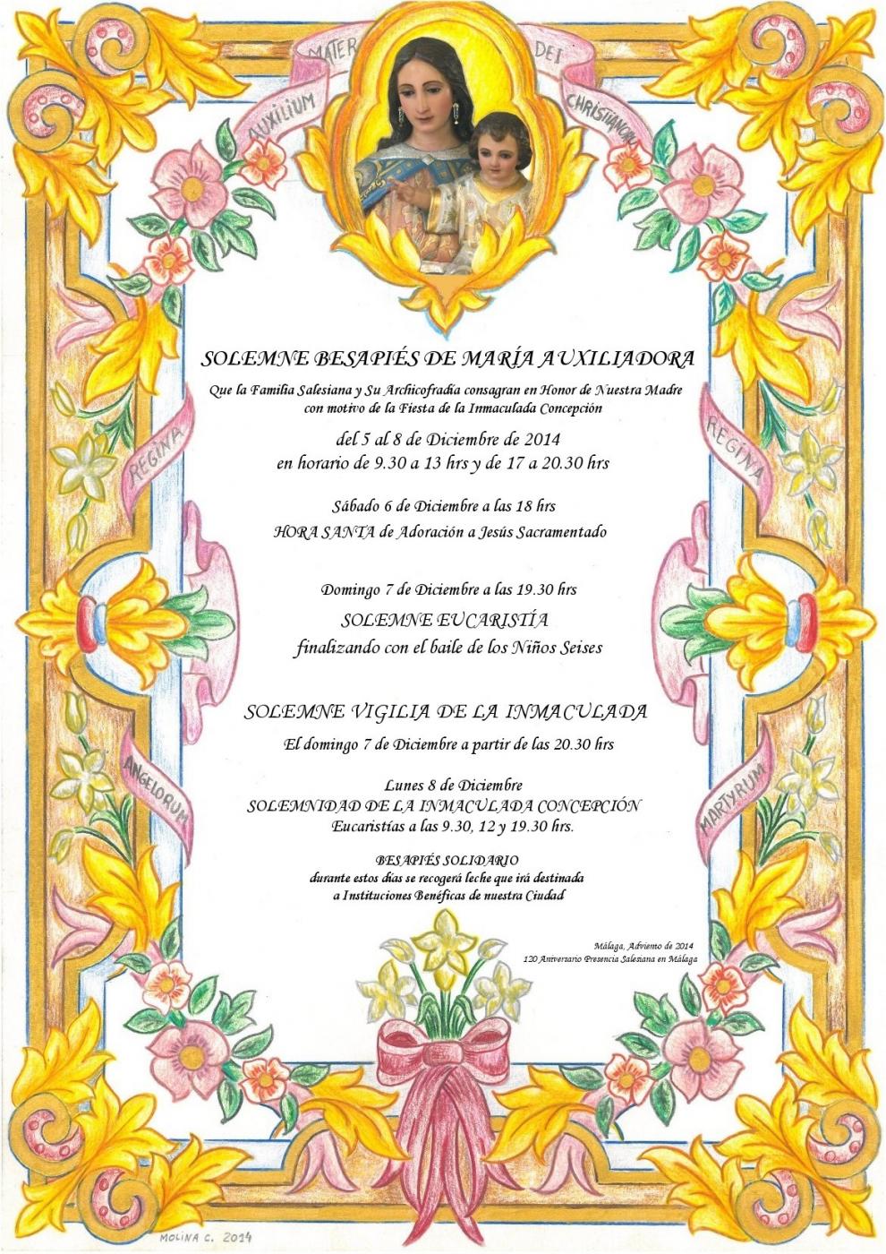 Cartel con los actos previstos para la fiesta de la Inmaculada