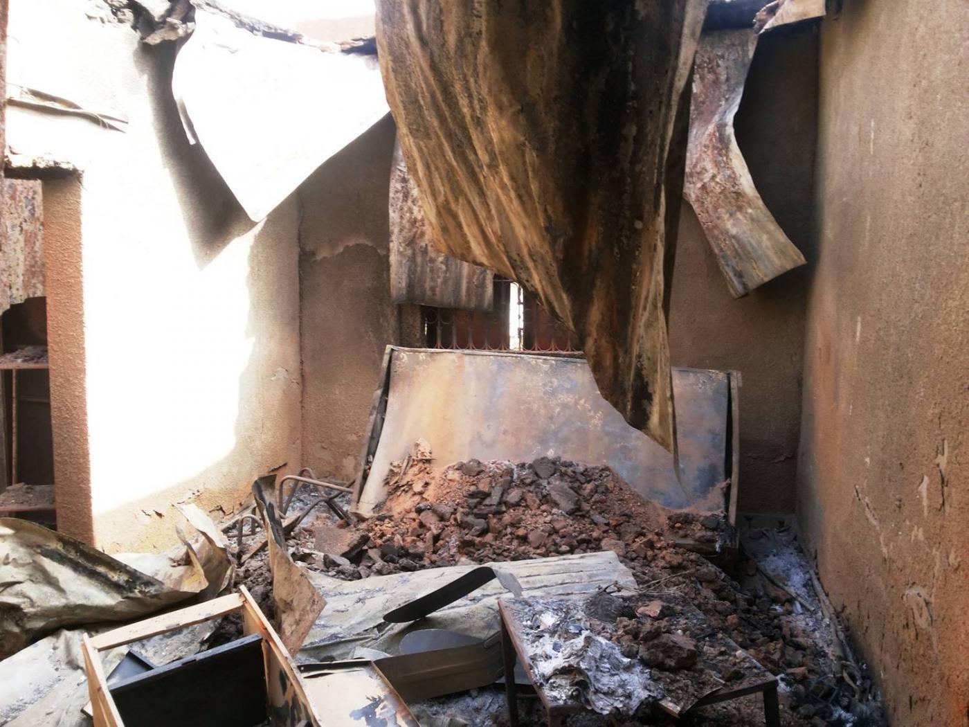 Estado en que quedó el convento y la escuela tras el ataque