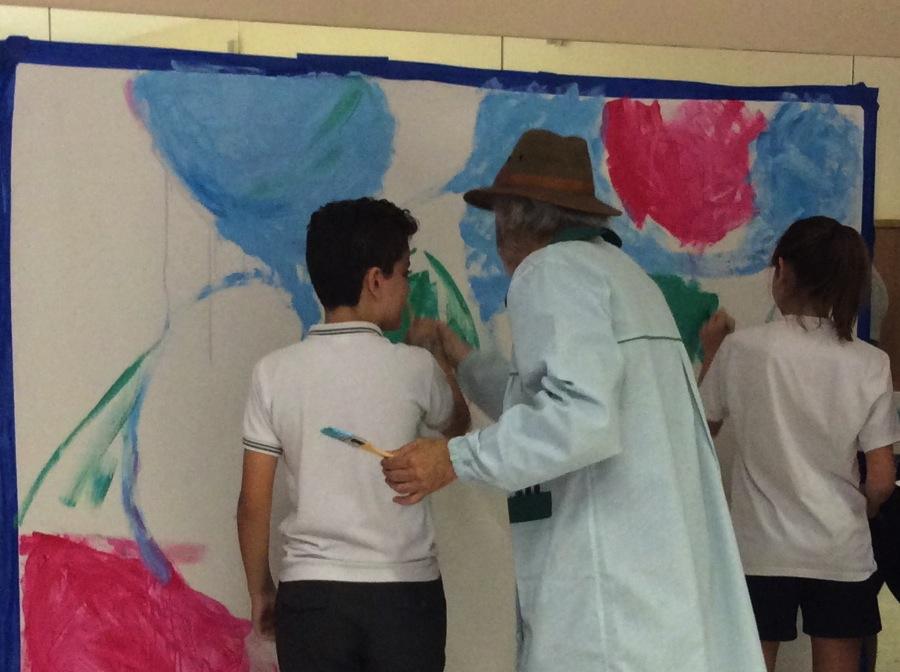 Visita de Jorge Rando al colegio Cardenal Herrera Oria