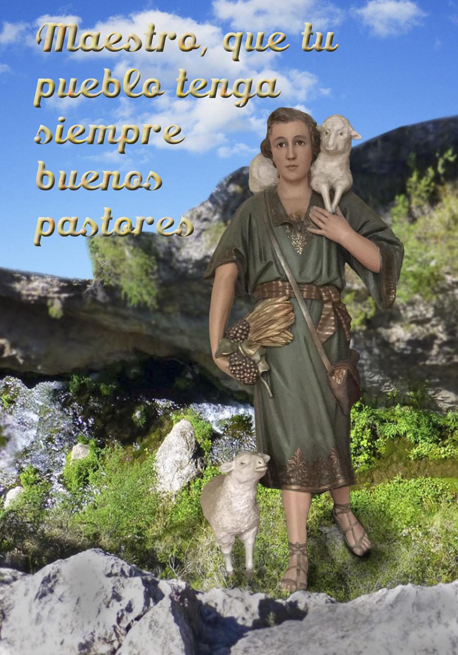 Buen pastor con una oración de D. Manuel González