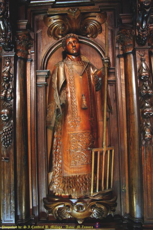 Imagen de san Lorenzo en el Coro de la Catedral de Málaga // M. ZAMORA