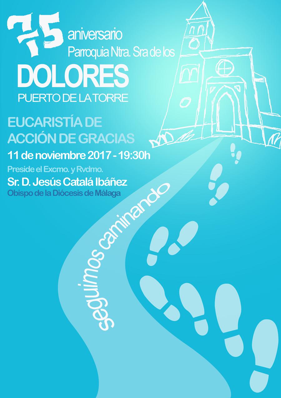 Cartel para el 75 aniversario de la parroquia de Nuestra Señora de los Dolores, en el Puerto de la Torre