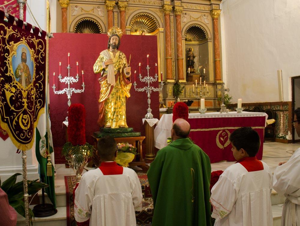 Ceremonia de restitución al culto de la parroquia de San Bartolomé, patrón de Sierra de Yeguas