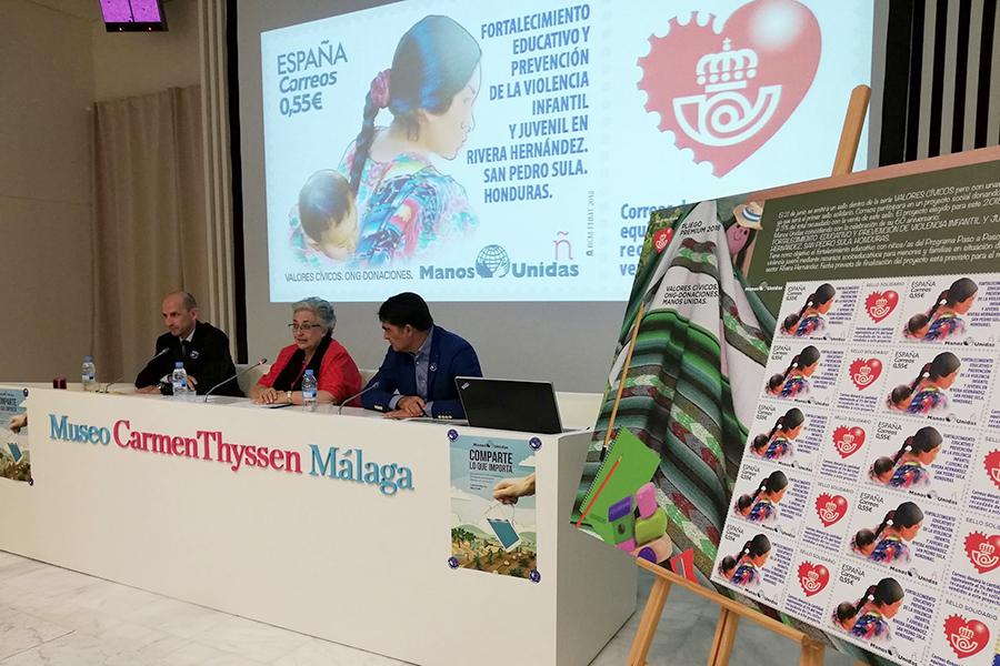 Presentación del sello solidario de Manos Unidas