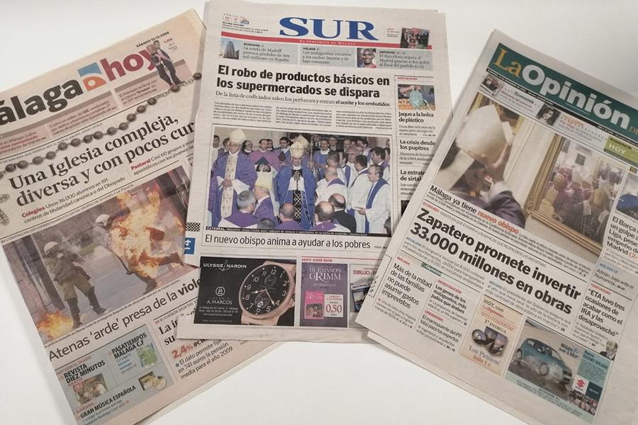 La llegada del obispo, en los medios