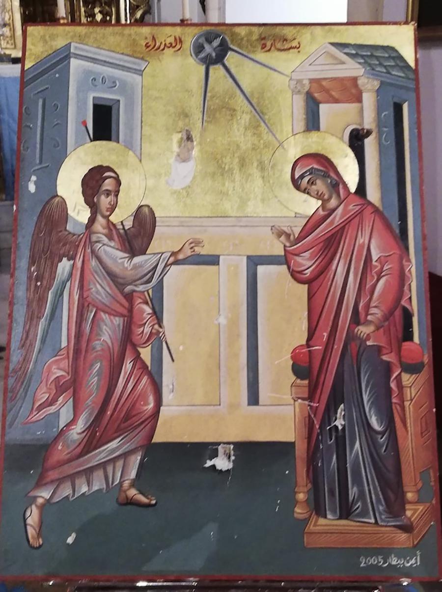 Icono profanado en Siria que trae a Málaga la Fundación Pontificia Ayuda a la Iglesia Necesitada