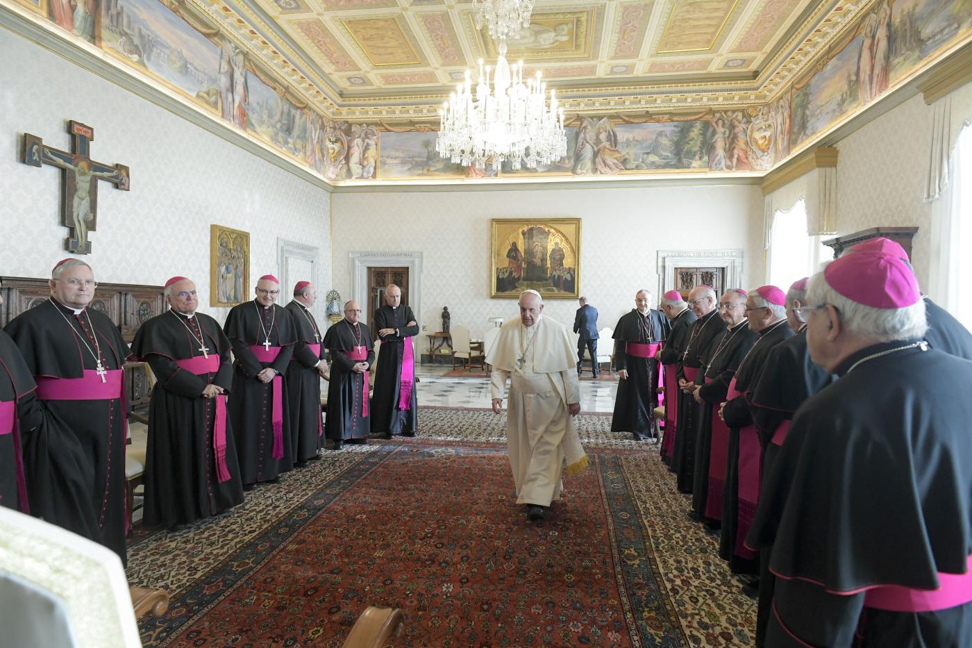 Momento de la audiencia del Papa con los obispos participantes en la visita ad limina. FOTO: VATICAN MEDIA