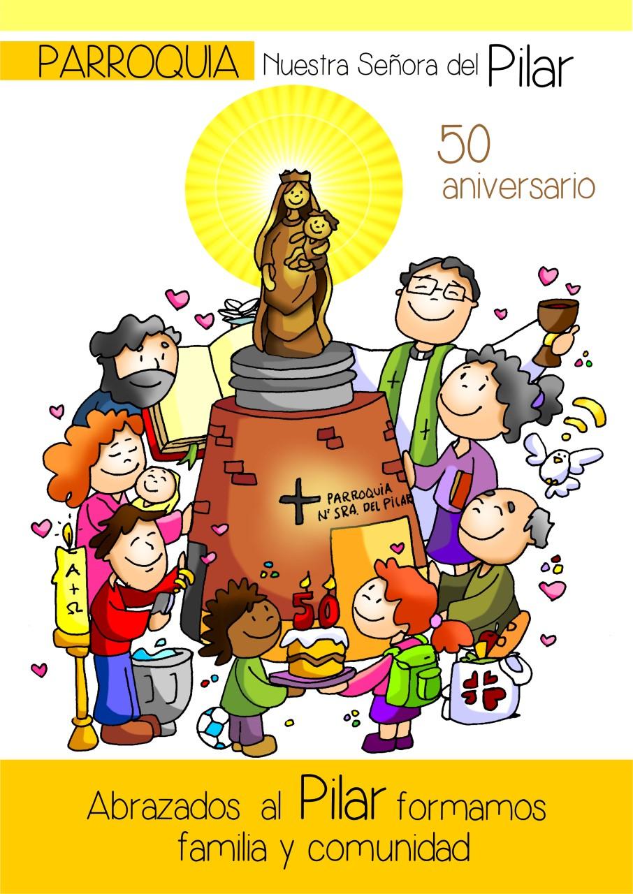 Poster de Fano para conmemorar los 50 anos de la parroquia