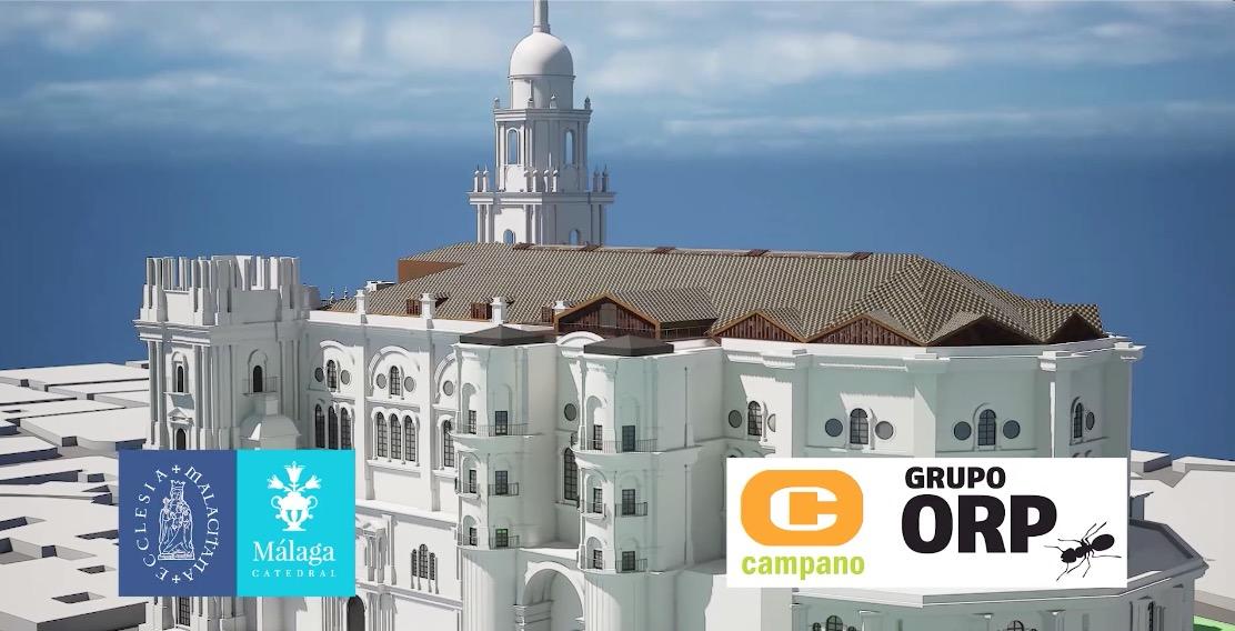 Fotograma del vídeo de Hermanos Campano y Grupo ORP con el proyecto de construcción del tejado de la Catedral